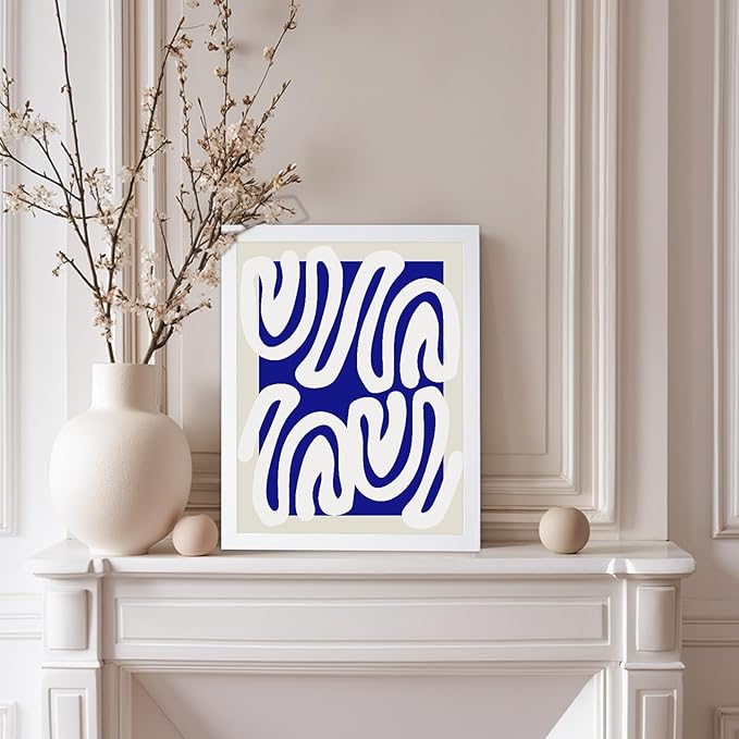 Monem Art Organic Shape Pattern Print - Modern Minimalist Abstract Poster - Wall Decor for Living Room, Bedroom or Office - 8x10 White Framed Wall Art by Rs Lab Studio