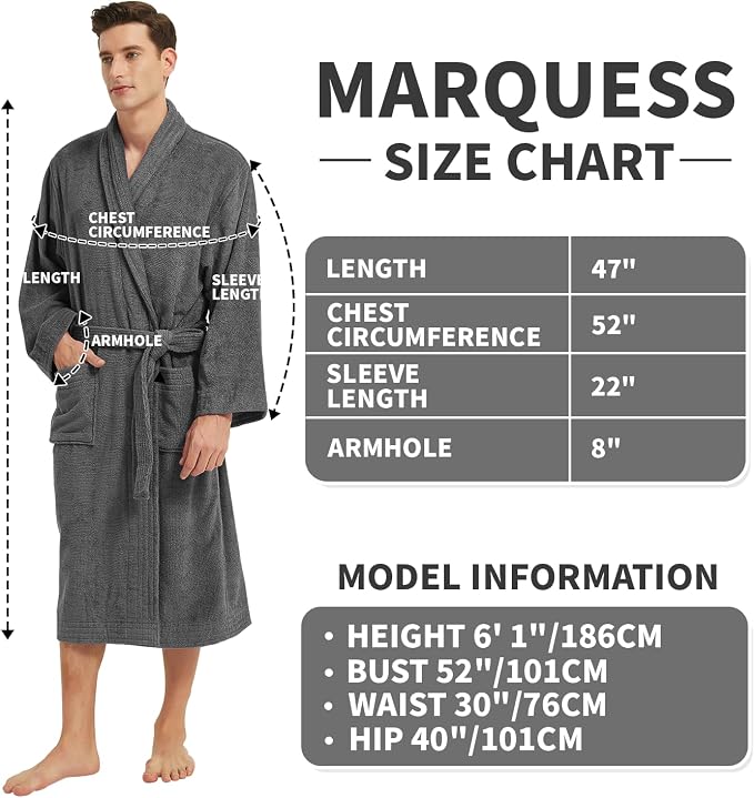 Marquess All-Cotton Bathrobe Thick Plush Cloth Housecoat Terry Toweling, Sweat Steaming Clothes Comfortable & Warm