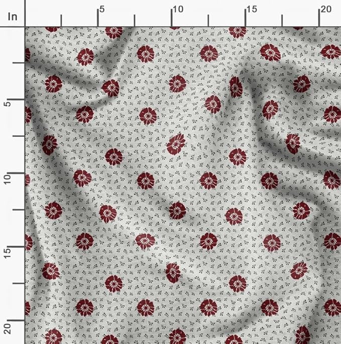 Soimoi Floral Print - White, Canvas Fabric Material - 56 Inch Wide, 1 Yard, Unstitched Fabric for Upholstery, Bags, Workwear and Outdoor Gear