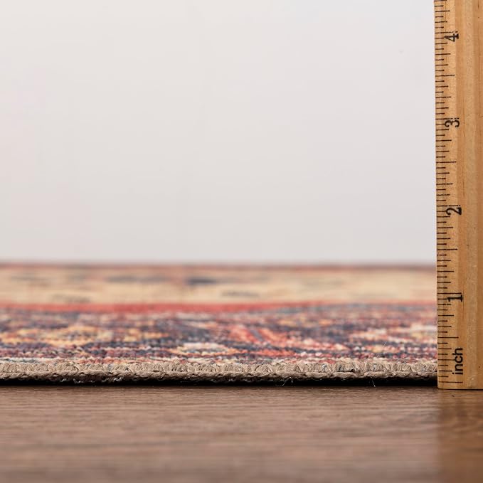 Keen Home Design 30"x144" Rug - Machine Washable Runner with Non-Slip Backing, Ideal for Hallway, Entryway, Kitchen, Laundry Room - Vintage, Easy Clean, Durable, Low Pile Rug - (2'6" x 12')