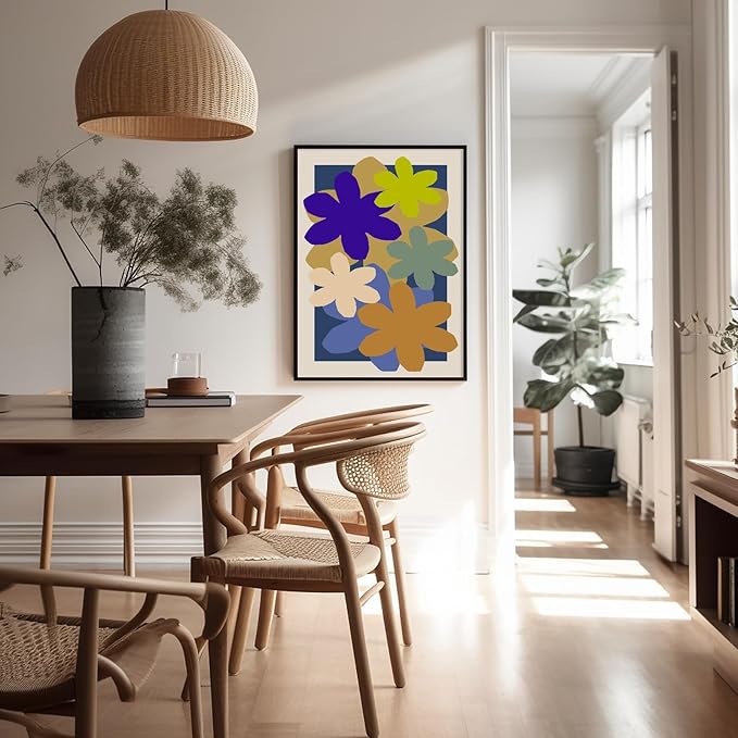 Monem Art Colorful Abstract Floral Shapes Print - Modern Minimalist Flower Art Poster - Wall Decor for Living Room, Bedroom or Office - 16x20 Unframed Wall Art by Rs Lab Studio
