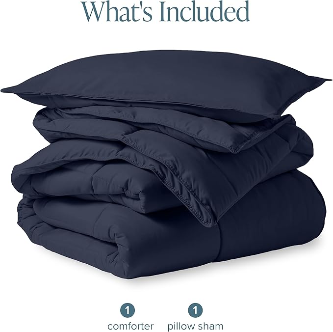 Bare Home Comforter Set - Twin/Twin Extra Long Size - Ultra-Soft - Goose Down Alternative - Premium 1800 Series - All Season Warmth (Twin/Twin XL, Midnight)