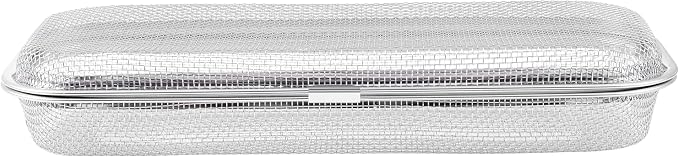 Chopstick Holder for Dishwasher, Kitchen Small utensil organizer for drawer, Mesh 304 Stainless Steel with Lid and Lock, Great accessory for Chopstick or Straw