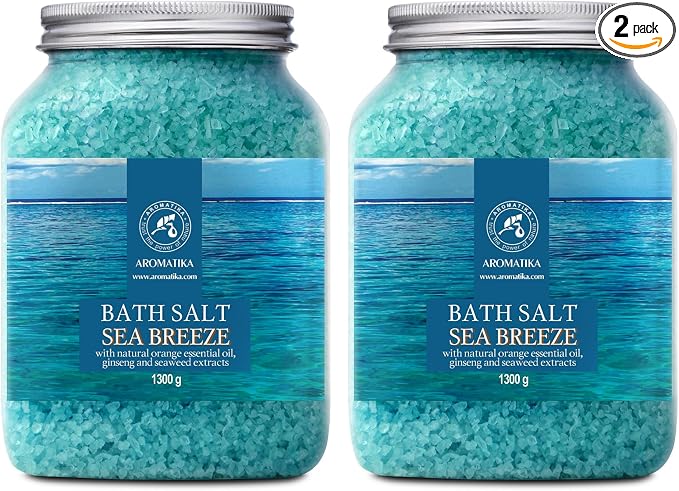Bath Sea Salt Set 2X 46 Oz - Sea Breeze Salt - Natural Bath Sea Salts - Best for Relaxing - Calming - Body Care - Beauty - Aromatherapy