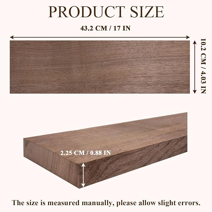 Walnut Lumber Sheets Unfinished Walnut Wood Sheets Thick Board for Crafts, Woodworking, Building Models and DIY Projects, Laser Cutting and Engraving CNC Cutting (17 x 4 x 7/8 Inch - 1PCS)
