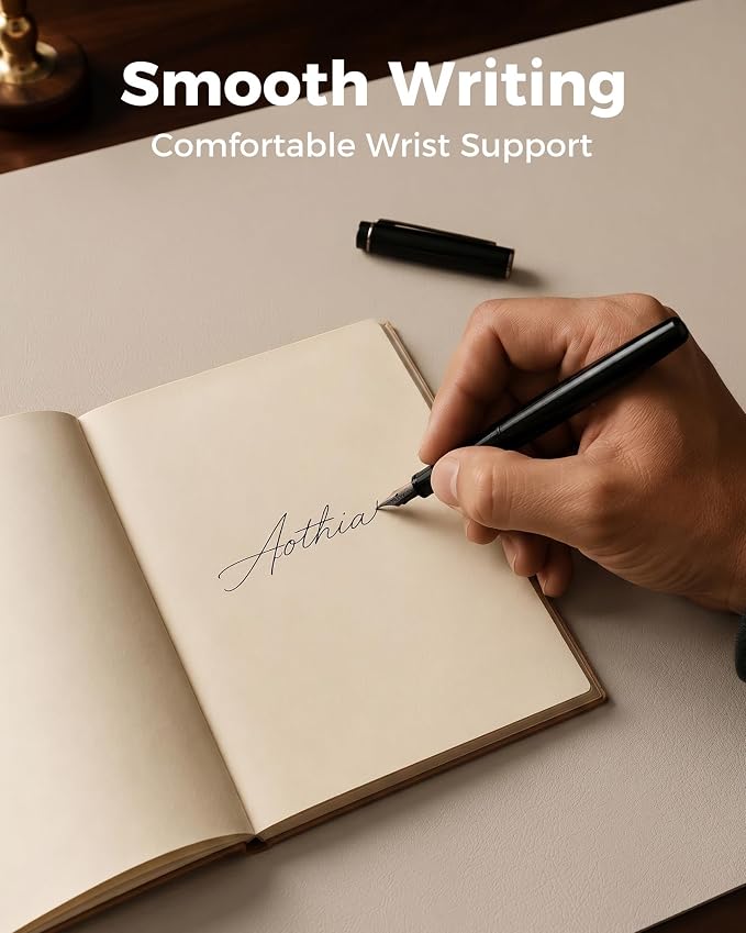 Aothia Dual-Sided Desk Mat, FSC Cork & PU Leather Desk Pad, Large Mouse Pad & Writing Surface for Compact Workspace, Non-Slip Waterproof Desk Protector - 25.6" x 13.7", Cream