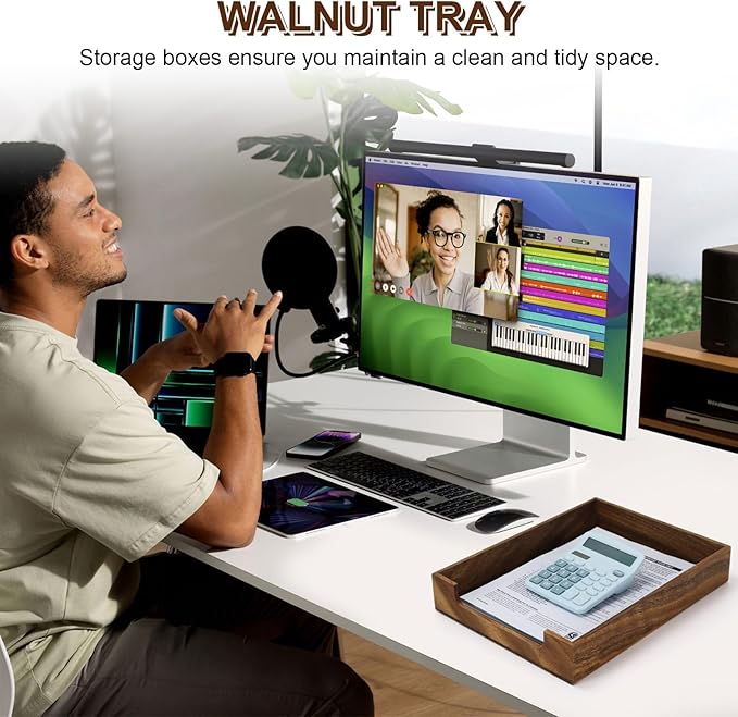 Multibey Walnut Wood Letter Tray for Desk, A4 Paper File Holder Organizer with Rounded Corners, Paper Document File Tray Storage Holder for Office & Home School, Black Walnut
