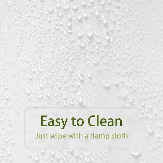Shower Curtain Liner, 72" x 72", Waterproof, Transparent, PEVA, Non-Toxic, Odorless, Rust-Proof Metal Rings, 5 G White