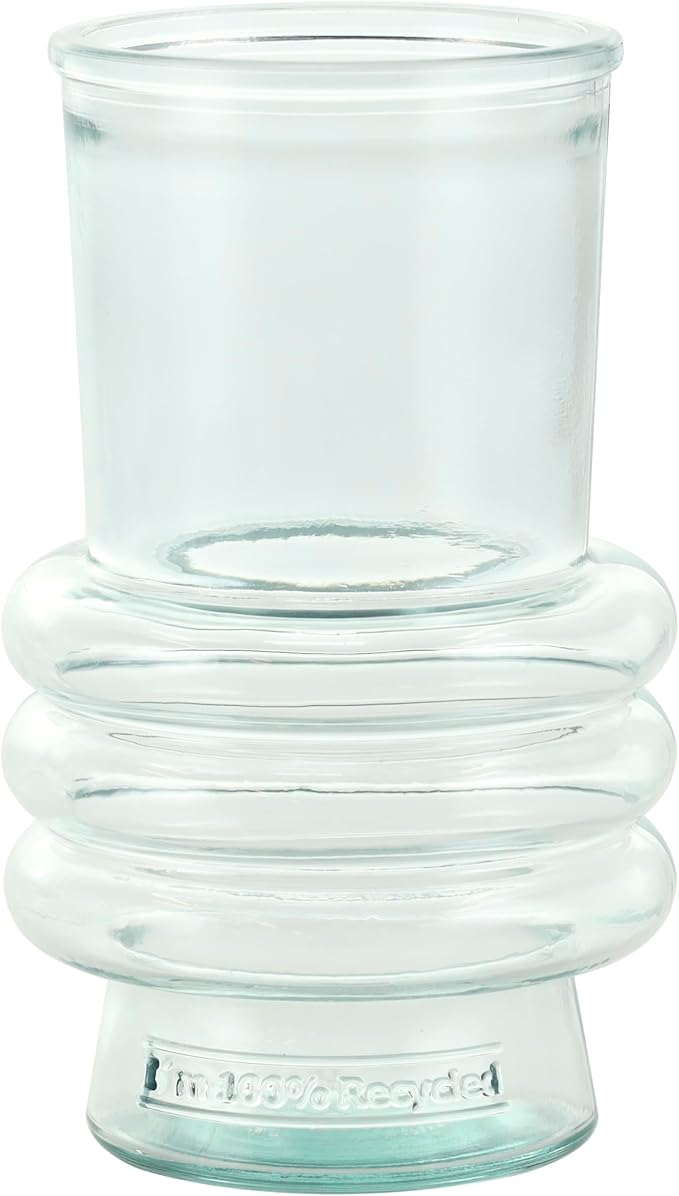 Deco 79 Recycled Glass Decorative Vase Small Bubble Style Centerpiece Vases with Varying Shapes, Set of 3 Flower Vases for Home Decoration 4" W,7" H, Clear