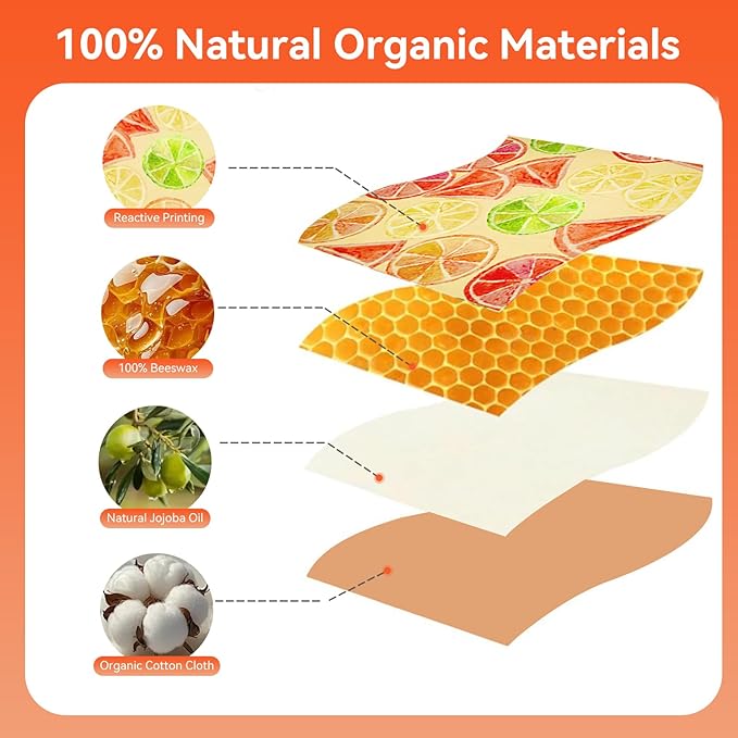 3-Pack Reusable Beeswax Food Wraps with Elastic Bands, Sustainable Bowl Covers for Bread Proofing & Food Storage, Eco-Friendly Sandwich & Cheese Wraps, Assorted Sizes (S, M, L)