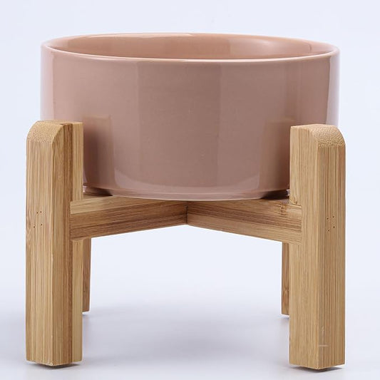 Petygooing Khaki Elevated/Raised Ceramic Dog Bowl for Small Breeds, Dog Food Water Dish with Stand,Pet Feeding Bowl with Anti Slip Rubber for Cats and Small Dogs Puppy 13.5 OZ (5.1In / 1.7 Cups)