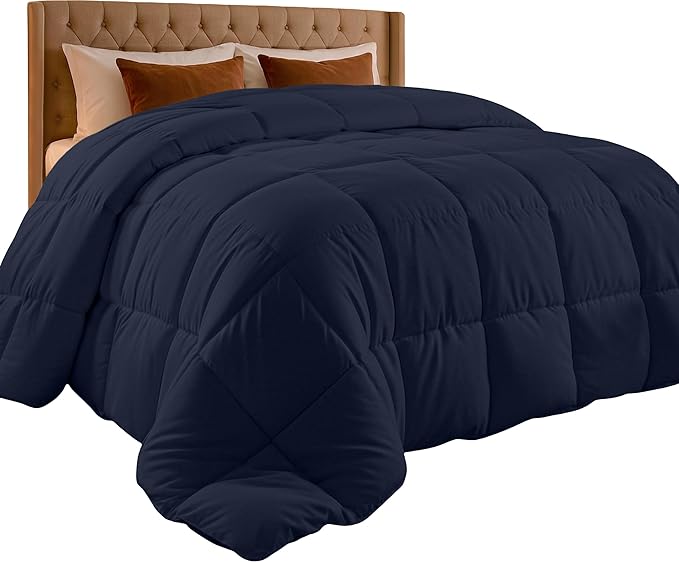 Utopia Bedding Twin Comforter Duvet Insert, Quilted Navy Comforter with Corner Tabs, Box Stitched Down Alternative Comforters Twin Size 64 x 88 inches