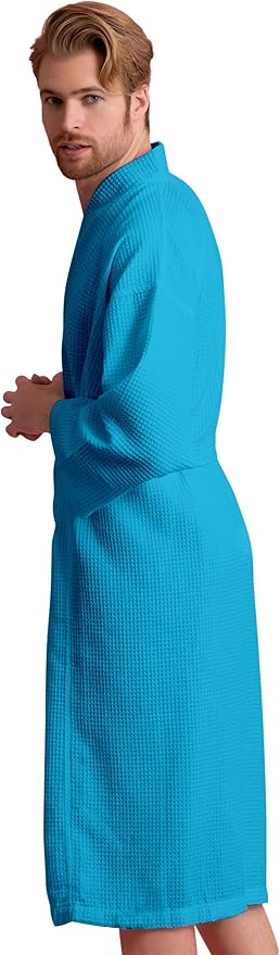 Soft Touch Linen Men's Cotton Waffle Bathrobe, Luxurious & Lightweight, Comfortable & Absorbent, Softness, Fast Dry,