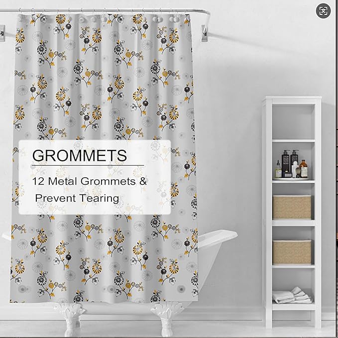 TIKABC Shower Curtain Liner, 4G PEVA Shower Liner, Plastic Waterproof Shower Curtains, 72x72 inch with Grommet Holes 3 Magnetic Weights