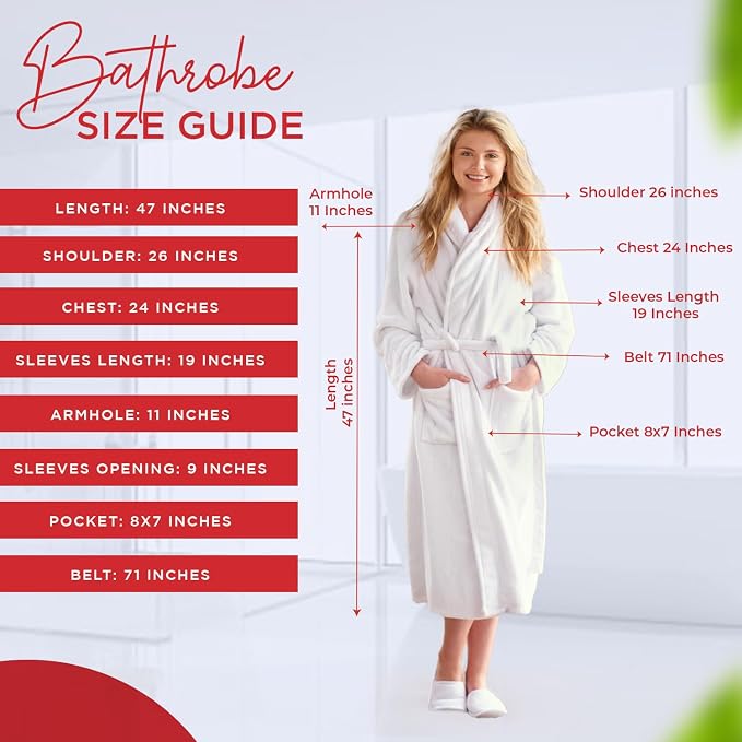 RIVERSIDE Premium 100% Cotton Terry Bathrobe For Women and Men - Soft Towel Robes with Shawl Collar Ajdustable Belt & Pockets