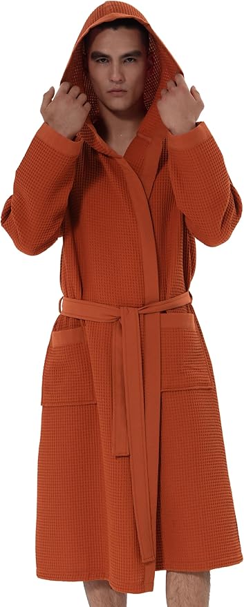 SEYANTE Turkish Cotton Waffle Robe for Men – Organic GOTS Certified Spa Bathrobe, Lightweight Kimono, Soft Cotton Bathrobe