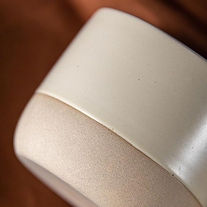Japanese Ceramic Mug, Vintage Tea Cup, 8oz Cup, No Handle Drinking Cup for Latte Milk Water Beverage Juice Microwave and Dishwasher Safe (Beige)