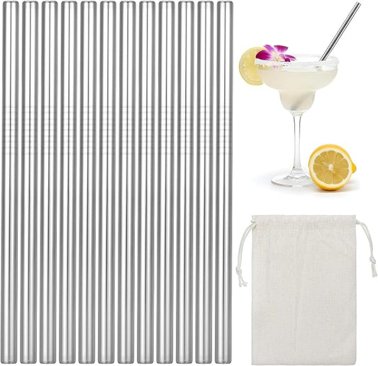 Stainless Straws, 10 Packs Reusable Milkshake Straws Short Metal Drinking-Straws 6.3 Inches Coffee Tea Straw Thick Cocktail Straw with Storage Bag for Juice, Coffee, Milk, Tea, Silver