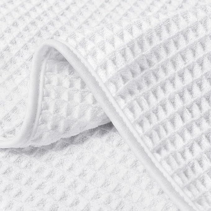 HOMEXCEL Waffle Bath Towels Set 4 Pack, Premium Microfiber Bathroom Towels, Ultra Soft, Lightweight, Highly Absorbent and Quick Dry Towel for Bathroom, Gym, Shower, Hotel, and Spa, 30 x 60 Inch, White