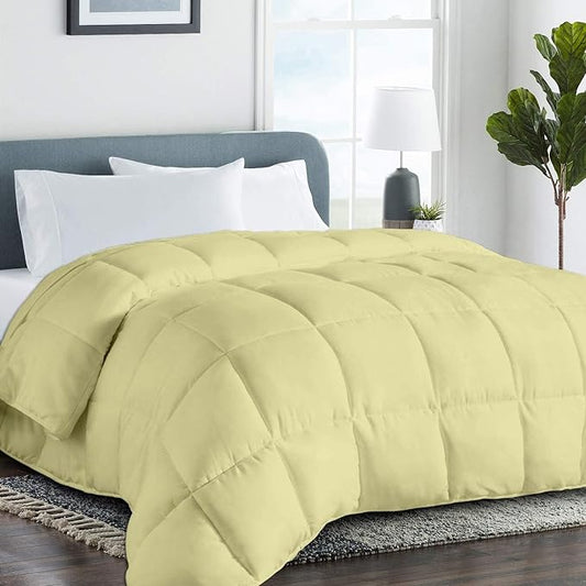 All Season Hypoallergenic Luxurious Down Alternative Cotton Comforter, Ultra-Soft 750 Fill-Power California King Size Measure 102" x 96", Ivory