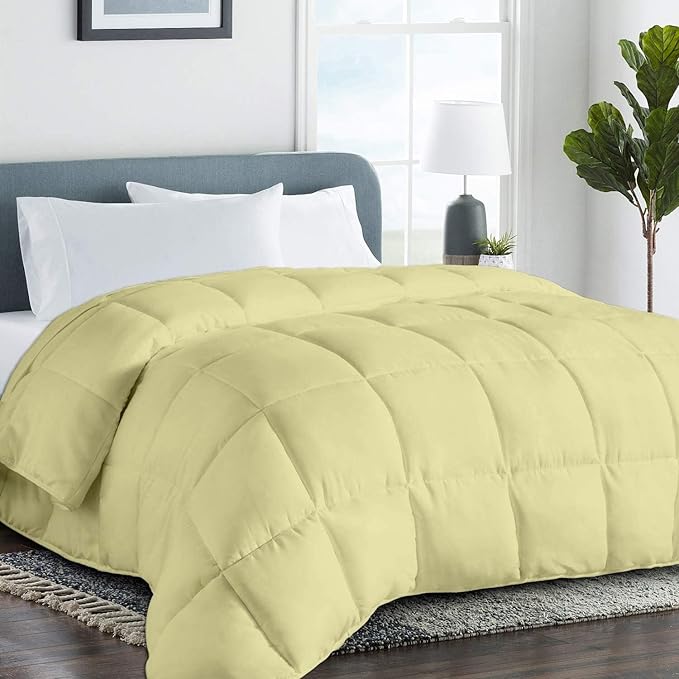 All Season Hypoallergenic Luxurious Down Alternative Cotton Comforter, Ultra-Soft 750 Fill-Power Oversized King Size Measures 116" x 98", Ivory