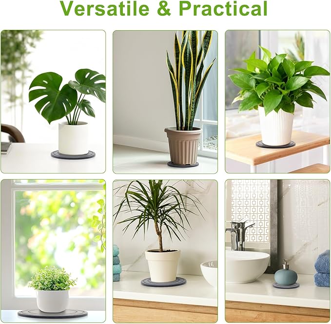 Diatomaceous Earth Plant Pot Saucers for Indoor & Outdoor, 2 Pack 6 inch, Round Plant Drip Trays, Plant Dish Pant Plate to Catch Water, Instant Drying Stone Drainage Tray