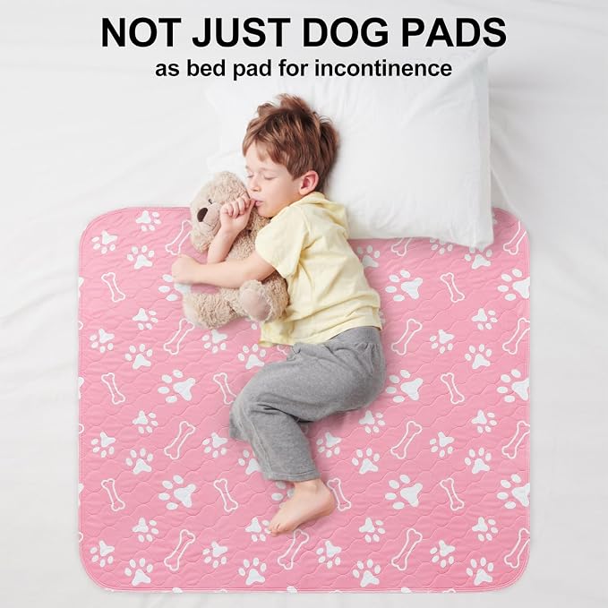 BEAUTYZOO Washable Pee Pads for Dogs, 72" x 72" Extra Large Reusable Puppy Pads, Absorbent Potty Training Dog Mats, Non-Slip Pet Whelping Pads for Incontinence, Housebreak, Crate, Bed, Playpen, Pink
