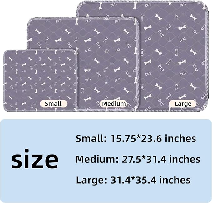 Puppy Pads with Pheromones,Washable Puppy Pee Pads for Dogs,Reusable Puppy Pads Washable for Dogs & Cats, Washable,Durable Leak-Proof & Anti-Slip Pet Training Pads for Home & Trave(Gray,L)