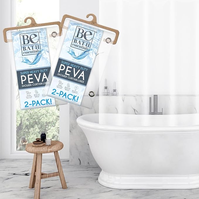 SO HOME Shower Curtain Liner - Heavy Duty 6 Guage PEVA - Built in 3 Weighted Magnets - 12 Aluminium Grommets (2, Clear, 72" x 70"