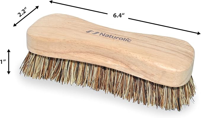 All-Natural Wooden Scrub Brush Set | Wooden Handle | Palmyra Bristle Brush for Cleaning | Eco Friendly Cleaning Products | Scrub Brush Set of 2