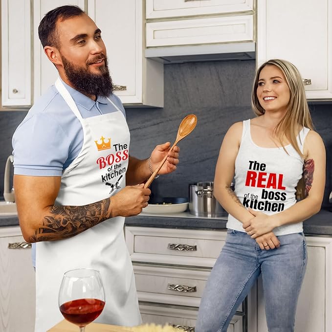 Chefs Aprons | Cooking Baking Grilling for Home Restaurant | Premium Kitchen Aprons with Double Pocket for Men Women