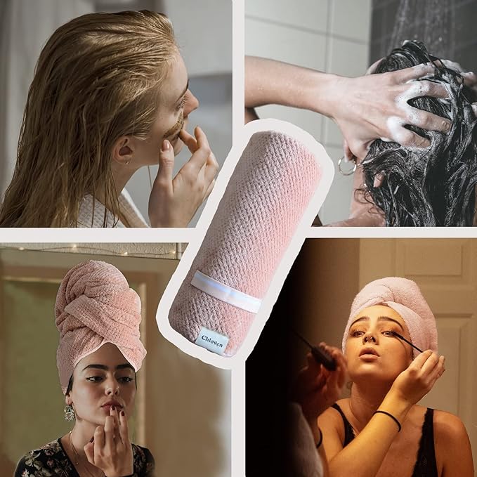 Chloven jumbo large Microfiber Hair Towel Wrap for Women,Anti Frizz Hair Drying Towel with Elastic Strap,Super Absorbent,Ultra-Soft Extra Large Hair Wrap Towels,Fast Drying Hair Turbans for Thick Hair