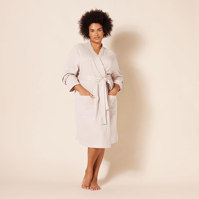 Amazon Essentials Women's Lightweight Waffle Full-Length Bath Robe with Pockets (Available in Plus Size)