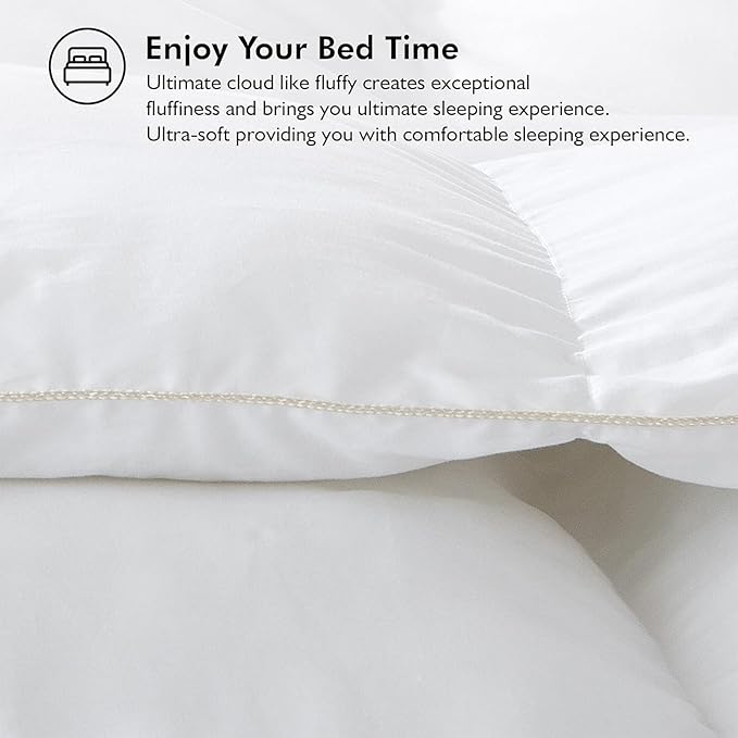 Luxurious Full/Queen Goose Down Comforter, Unique White Solid, 600 Thread Count, 100% Egyptian Cotton Cover, 70 Oz Fill Weight, 750 Fill Power