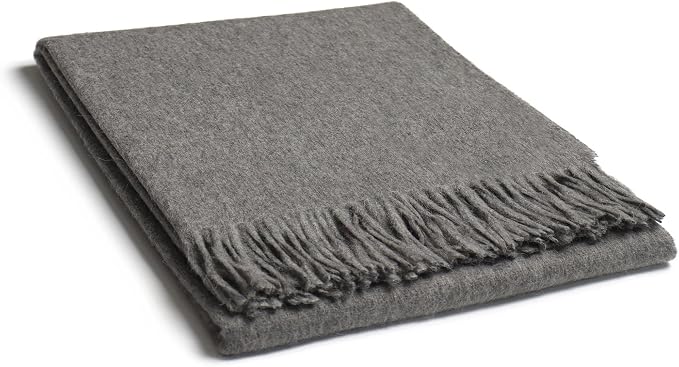 Superfine Alpaca Wool Throw Blanket - Lightweight Alpaca Merino Wool Throw Blankets | Soft Peruvian Alpaca Blanket Wool Blanket Solid Color 72" x 60" (Soft Gray 2)