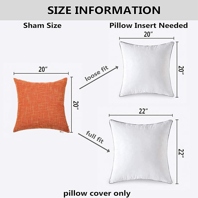 Kevin Textile Fall Pillow Covers Linen European Throw Pillow Sham Super Soft Star Autumn Decorative Cushion Cover for Bench, 20"x20" (50x50cm), Orange