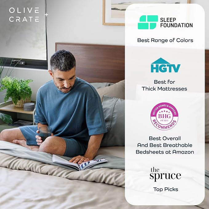Olive + Crate Tencel Eucalyptus Pillowcases - 100% Tencel Lyocell Cooling Pillow Cases for Hot Sleepers - Hypoallergenic, Moisture-Wicking, Silk Alternative, Vegan - King Size Set of 2 [Taupe Sand]