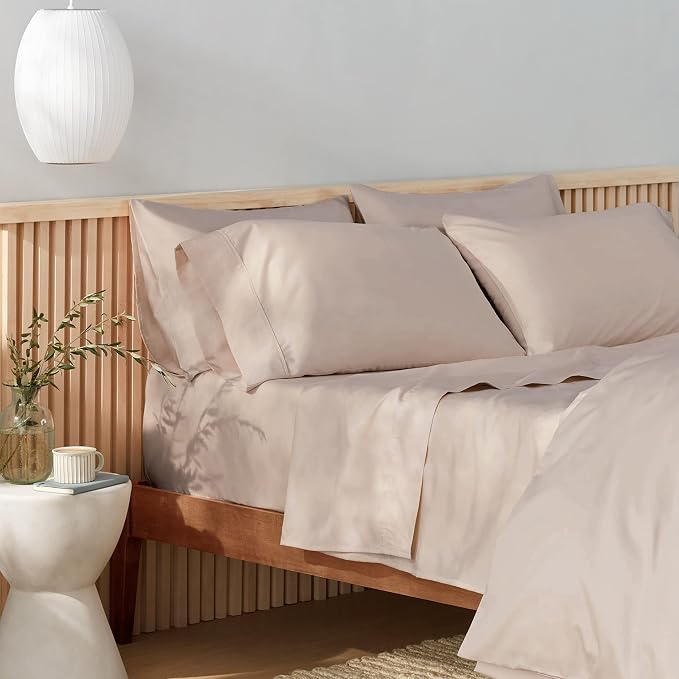 Amazon Aware 100% Organic Cotton 300 Thread Count Pillowcase Set, Taupe, King, 2 Pack, 40" x 20"