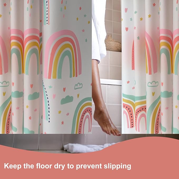 Plastic Shower Curtain Liner, Premium EVA 6G Rainbow Shower Curtain, Shower Curtains for Bathroom with 3 Magnetic Weights and Rustproof Grommets (Rainbow, 72X72 Inch)