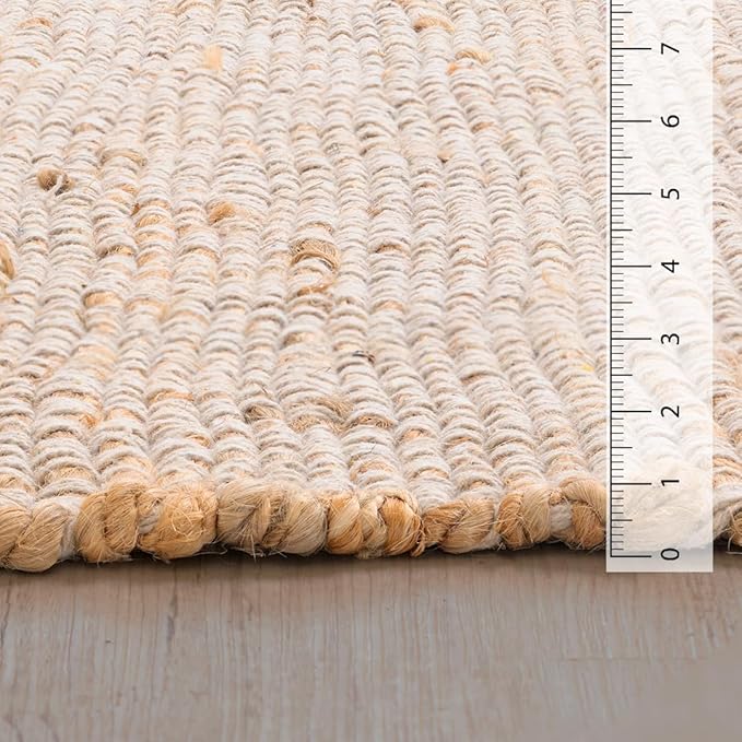 HOMEMONDE Hand Woven Jute Cotton Runner Rug - 2' x 6' ft Natural Fiber Braided Rustic - Vintage Boho Décor Farmhouse Area Rug for Hallway, Bedroom, Kitchen, Office