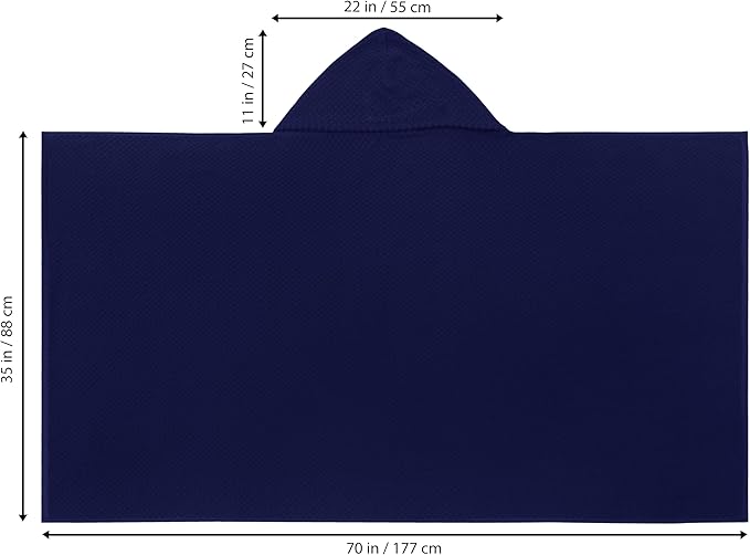 COTTON CRAFT Hooded Bath Towel – 2 Pack Oversized 35x70 Waffle Weave Towel with Hood for Adults - 100% Ringspun Cotton Pool Bath Sheet Wrap with Hood - Soft Super Absorbent Quick Dry – 450 GSM – Navy