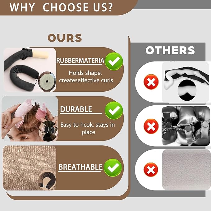 Heatless Curls Overnight Hair Curlers - 4 Pcs No-Heat Curling Rod to Sleep In and Shower Cap,Velvet Hair Rollers with Satin Wrap