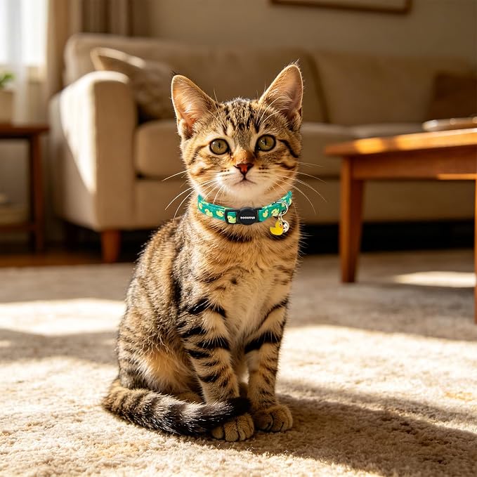 2 Pack Summer Duck Kitten Collar Breakaway with Bell, Adjustable Fish Cat Cotton Collar for Girl Boy Cat and Small Pet，Adjustable Kitten Collar 7-12 Inch