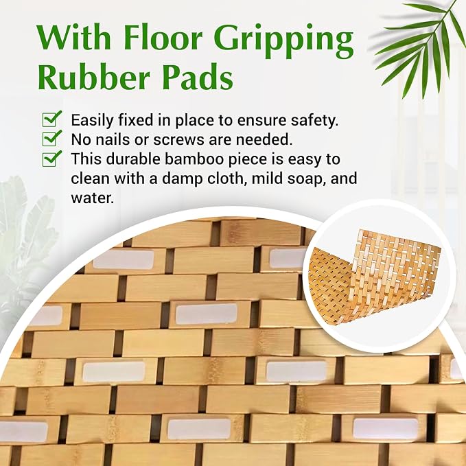 Bamboo Bath Mat 24 x 16 Inches and Wooden Soap Dish Set Bathroom Rugs Bathtub Mat Non Slip Bath Mats for Bathroom, Kitchen Sauna Spa Hot Tub Outdoor Decor