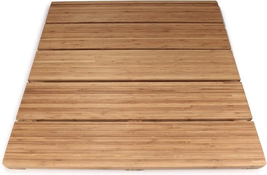 BambooMN Bamboo Bath Mat for Bathroom, Spa, Outdoor Shower, Extra Large Square (28" x 28" x 1.3"), Anti-Slip, Water Resistant Coating - 2 Pieces
