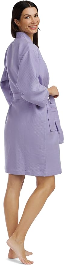 Fishers Finery Women's Waffle Kimono Resort Spa Robe; Above Knee Length