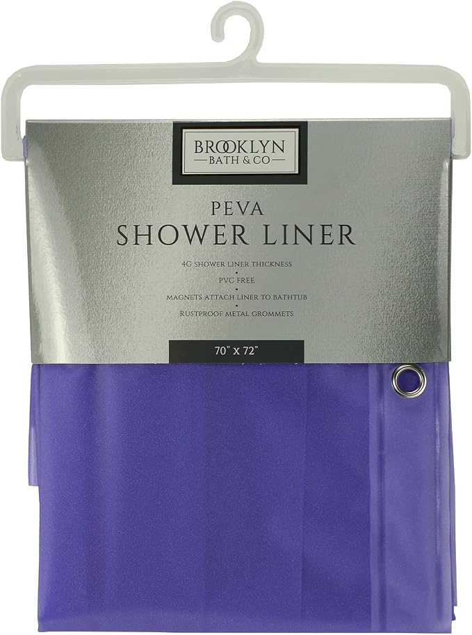 Home Expressions 6 Gauge PEVA Liner Magnetic Shower Curtain Liner 70"x72" (Shimmer Frosted-Lilac)