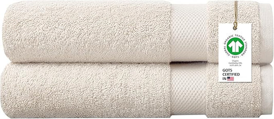 100% Organic Cotton Towels 650 GSM Plush Feather Touch Quick Dry Bath Sheet, Pack of 2 GOTS Certified, Oeko-Tex Green Certified, Organic Cotton Bath Sheet, 36"X70"