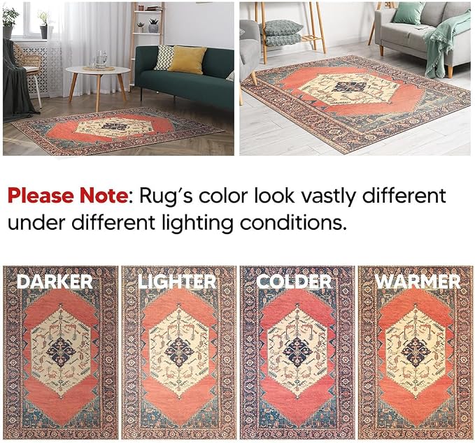 Keen Home Design 30"x120" Rug - Machine Washable Runner with Non-Slip Backing, Ideal for Hallway, Entryway, Kitchen, Laundry Room - Vintage, Easy Clean, Durable, Low Pile Rug - (2'6" x 10')