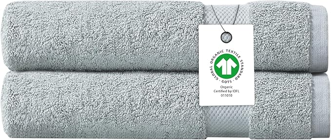 100% Organic Cotton Towels 650 GSM Plush Feather Touch Quick Dry Bath Sheet, Pack of 2 GOTS Certified, Oeko-Tex Green Certified, Organic Cotton Bath Sheet, 36"X70"